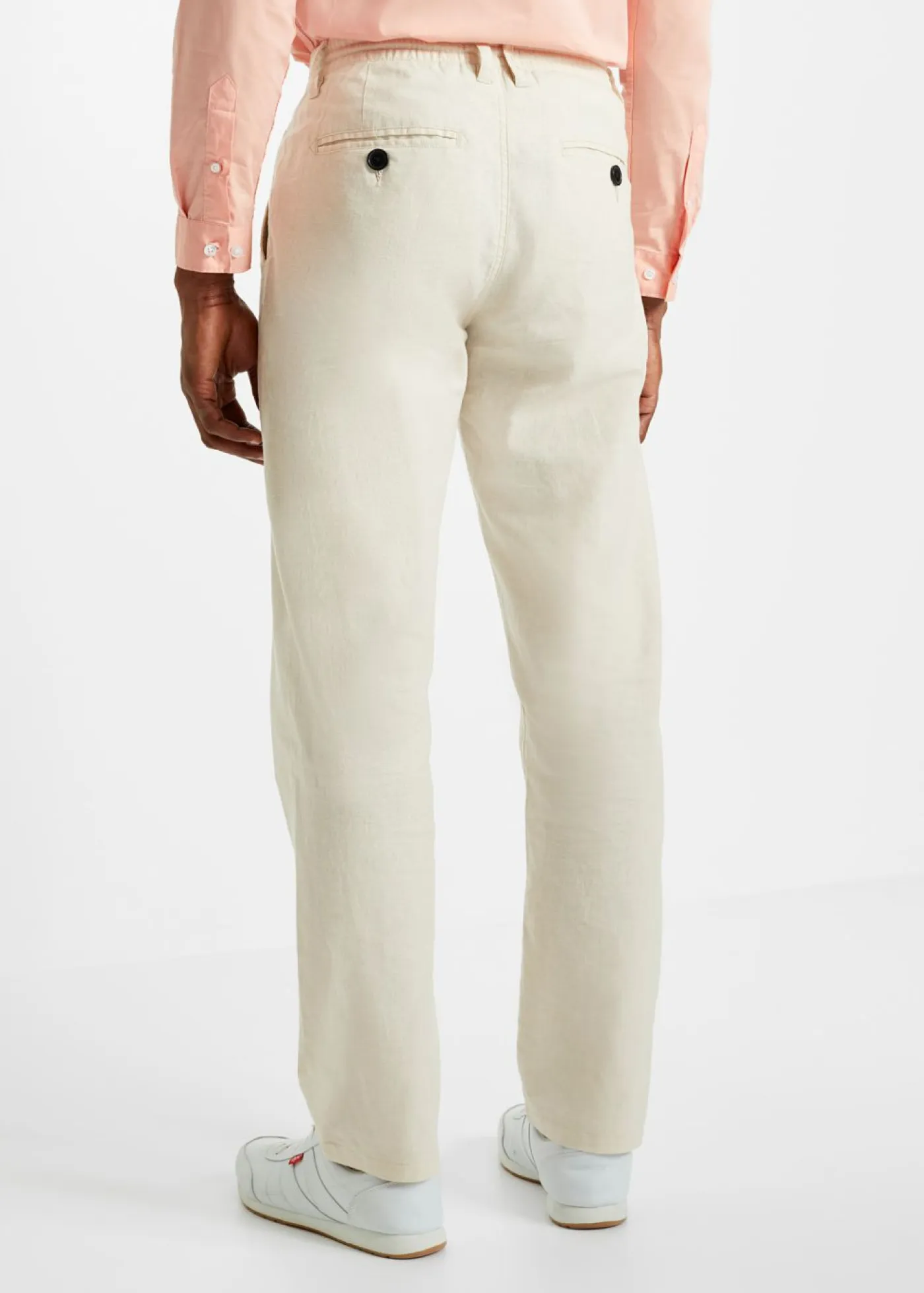 bonprix bonprix Pantalones>Pantalón sin cierre straight, relaxed fit, de mezcla de lino ligera Beige-arena