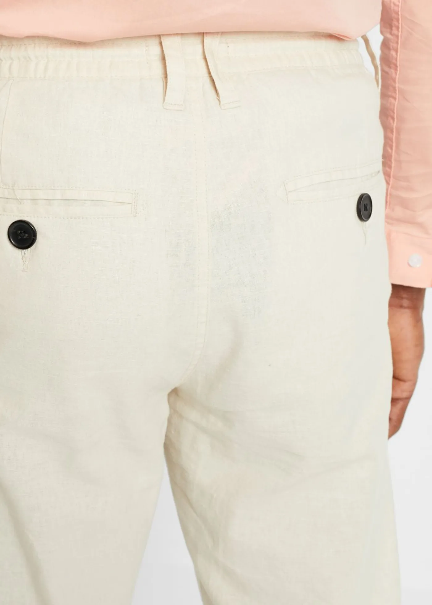 bonprix bonprix Pantalones>Pantalón sin cierre straight, relaxed fit, de mezcla de lino ligera Beige-arena