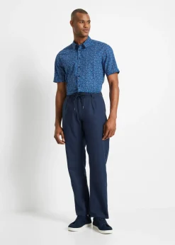 Hombre bonprix bonprix Pantalón sin cierre straight, relaxed fit, de mezcla de lino ligera