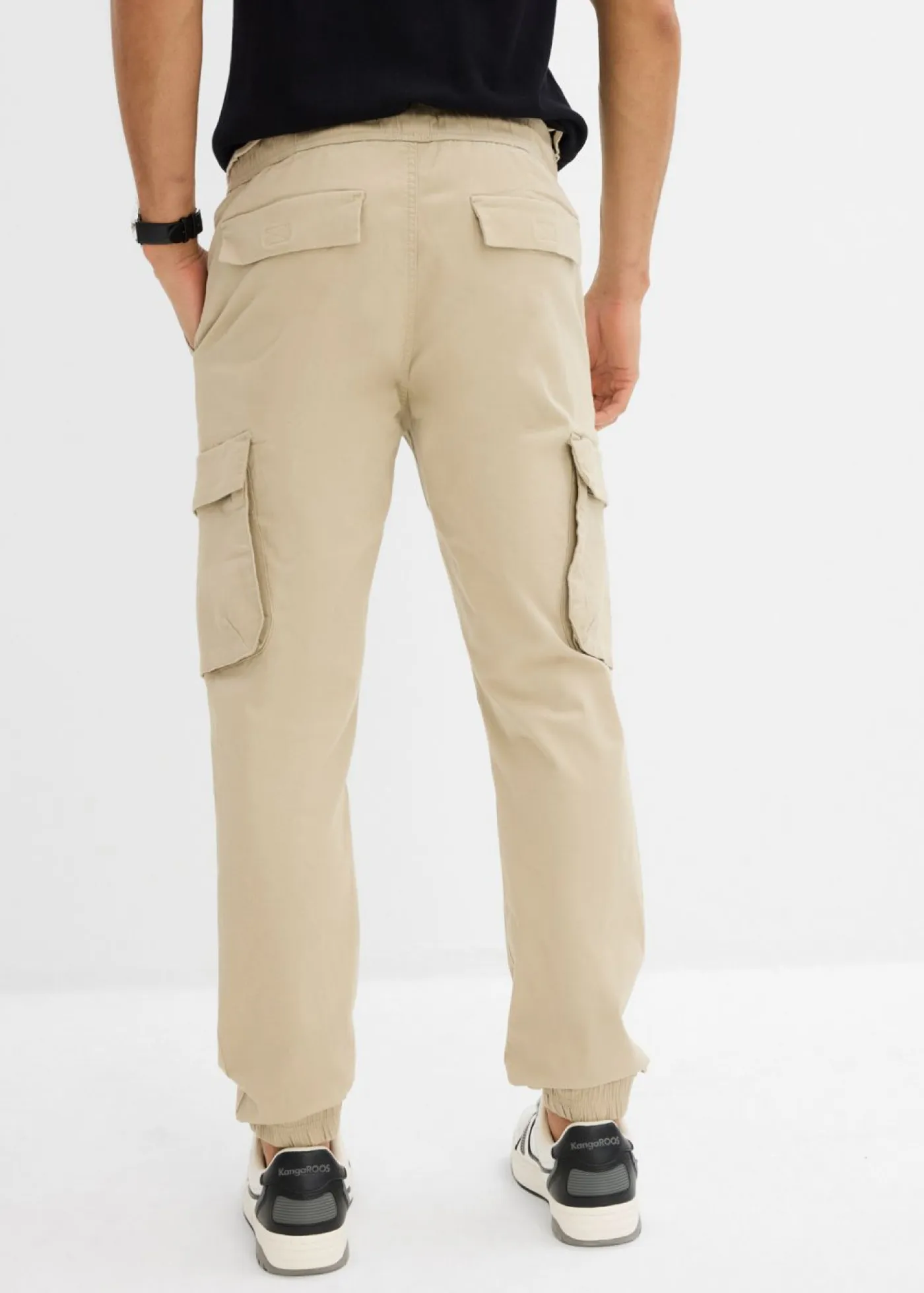 bonprix bonprix Pantalones>Pantalón sin cierre tipo cargo con recto y regular Verde aceite