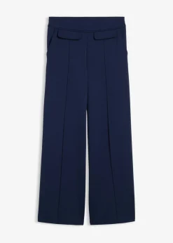 bonprix bonprix Esenciales|Pantalones>Pantalón tipo bootcut de mezcla de viscosa ligeramente brillante Azul marino