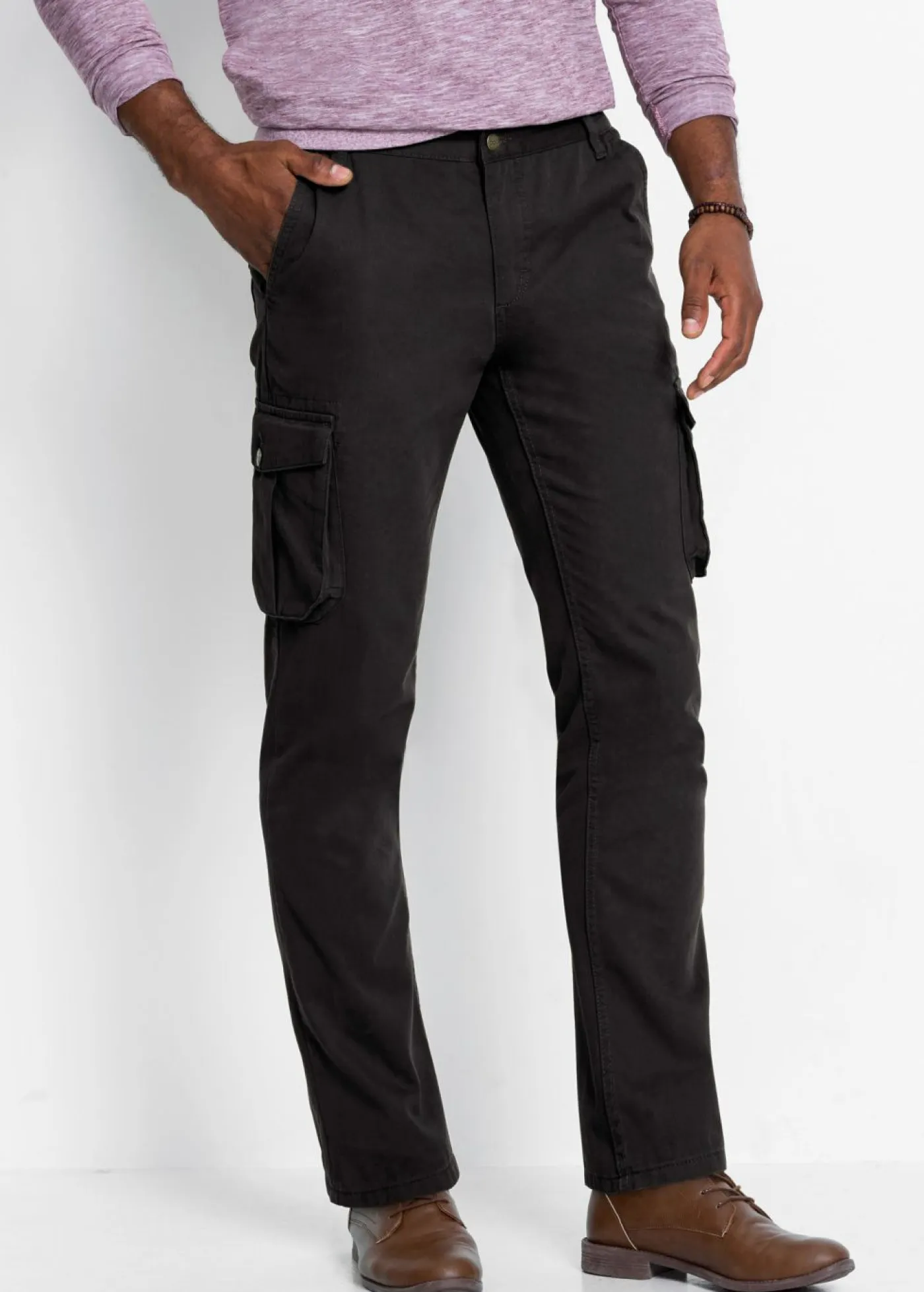 Hombre bonprix bonprix Pantalón tipo cargo con corte regular, diseño recto y cinturilla elástica
