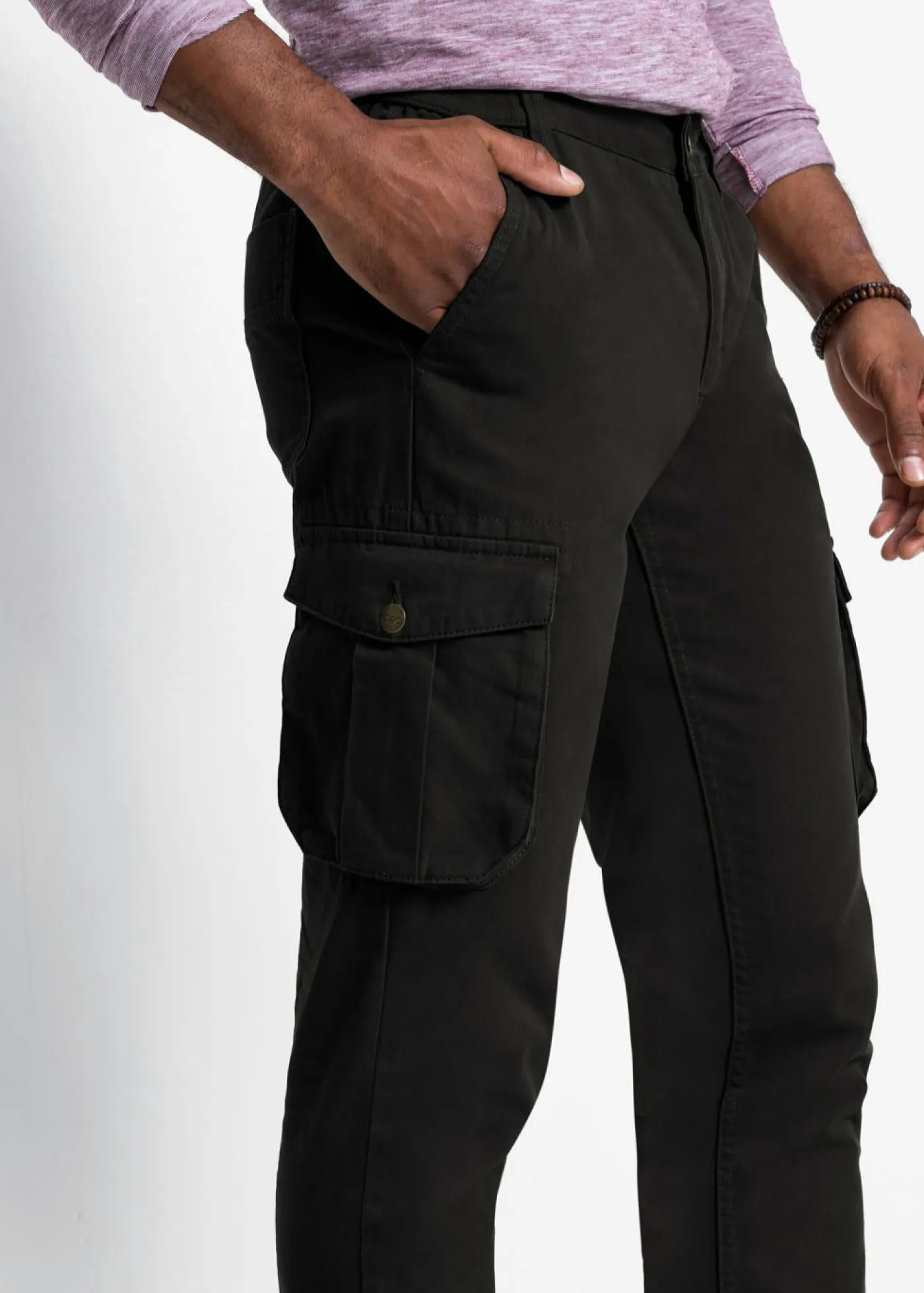 Hombre bonprix bonprix Pantalón tipo cargo con corte regular, diseño recto y cinturilla elástica