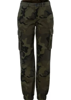 bonprix bonprix Pantalones>Pantalón tipo cargo de algodón puro Verde oliva oscuro estampado