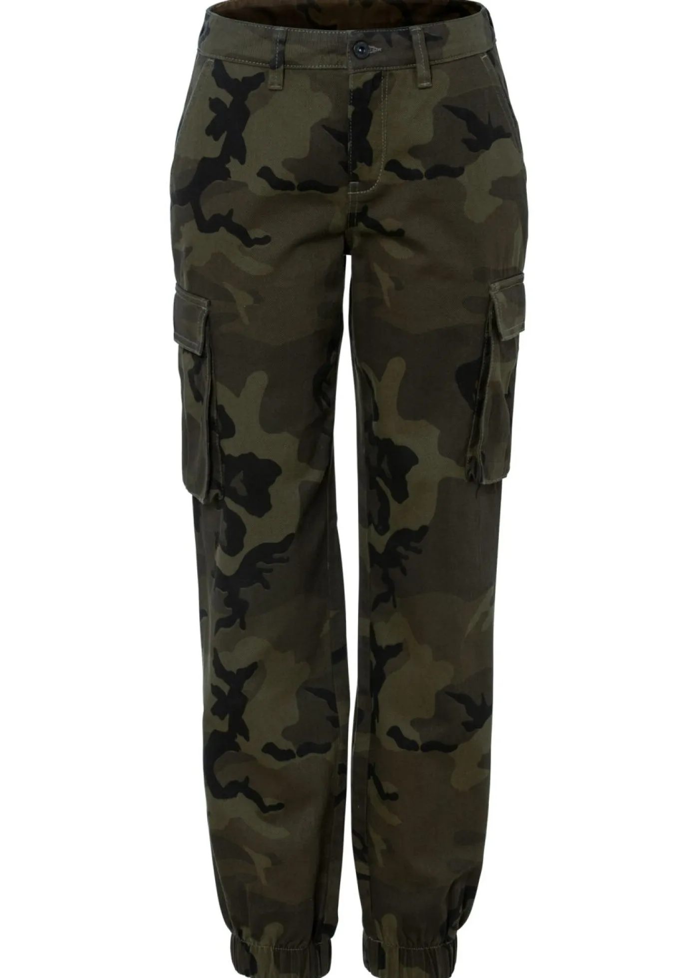 bonprix bonprix Pantalones>Pantalón tipo cargo de algodón puro Verde oliva oscuro estampado