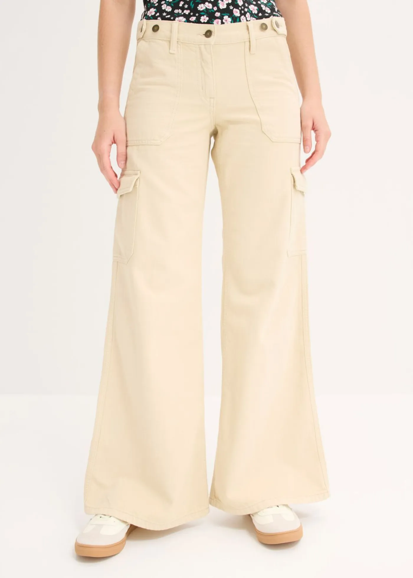 bonprix bonprix Pantalones|Novedades>Pantalón tipo cargo de algodón puro Arena claro