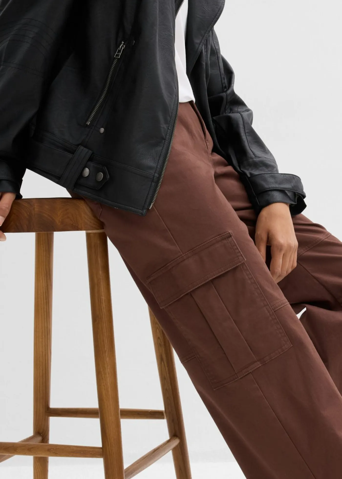 Mujer bonprix bonprix Pantalón tipo cargo de mezcla de algodón elástico