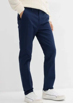 bonprix bonprix Ropa Térmica|Pantalones>Pantalón tipo chino con corte regular, forro térmico de franela y diseño tapered Azul marino
