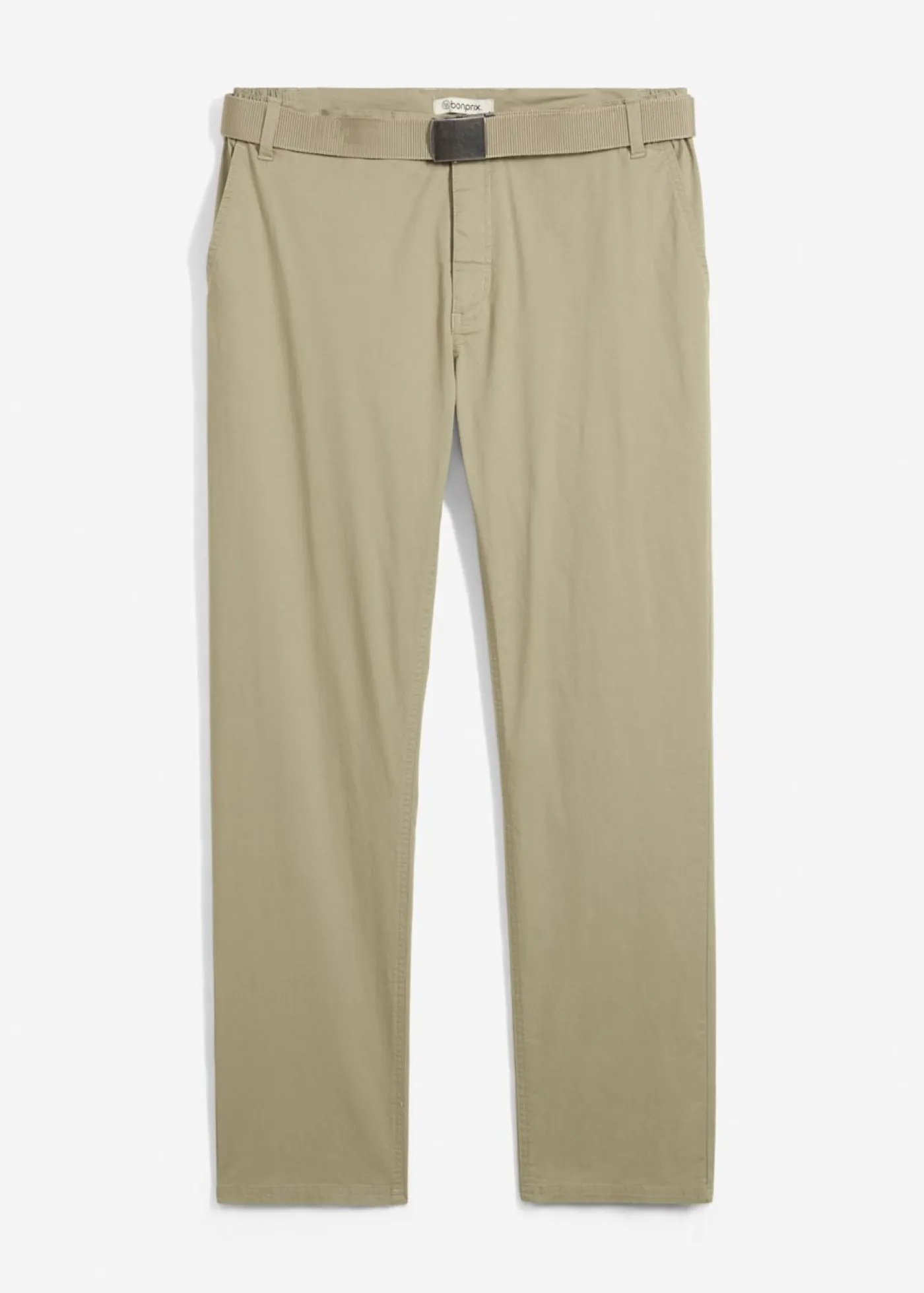 Hombre bonprix bonprix Pantalón tipo chino con corte regular, cinturilla elástica, cinturón y forma recta