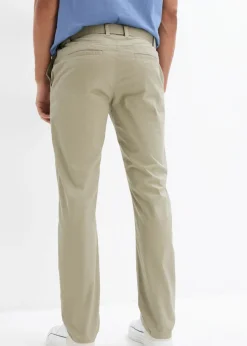 Hombre bonprix bonprix Pantalón tipo chino con corte regular, cinturilla elástica, cinturón y forma recta