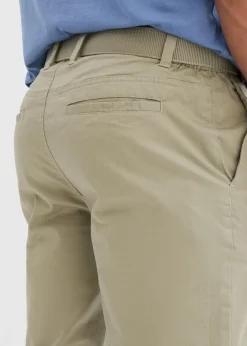 Hombre bonprix bonprix Pantalón tipo chino con corte regular, cinturilla elástica, cinturón y forma recta
