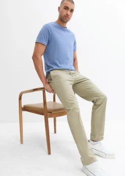Hombre bonprix bonprix Pantalón tipo chino con corte regular, cinturilla elástica, cinturón y forma recta