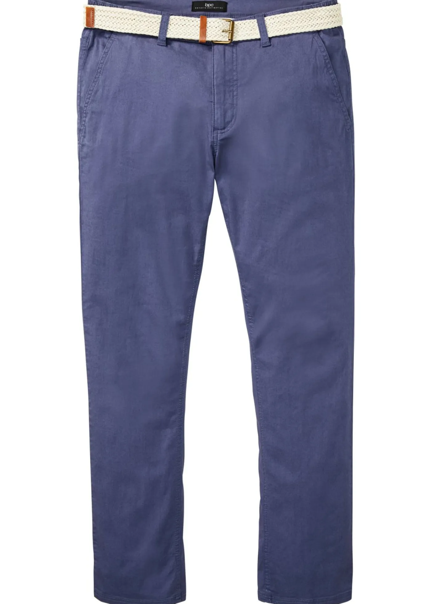 Hombre bonprix bonprix Pantalón tipo chino con corte regular, cinturilla elástica, cinturón y forma recta