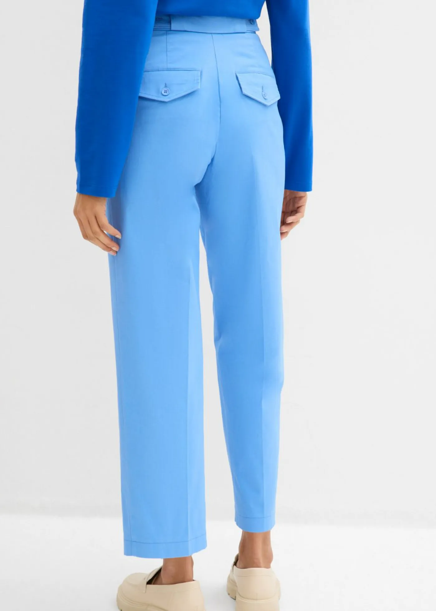 bonprix bonprix Esenciales|Pantalones>Pantalón tipo chino de sarga de algodón azul provenzal