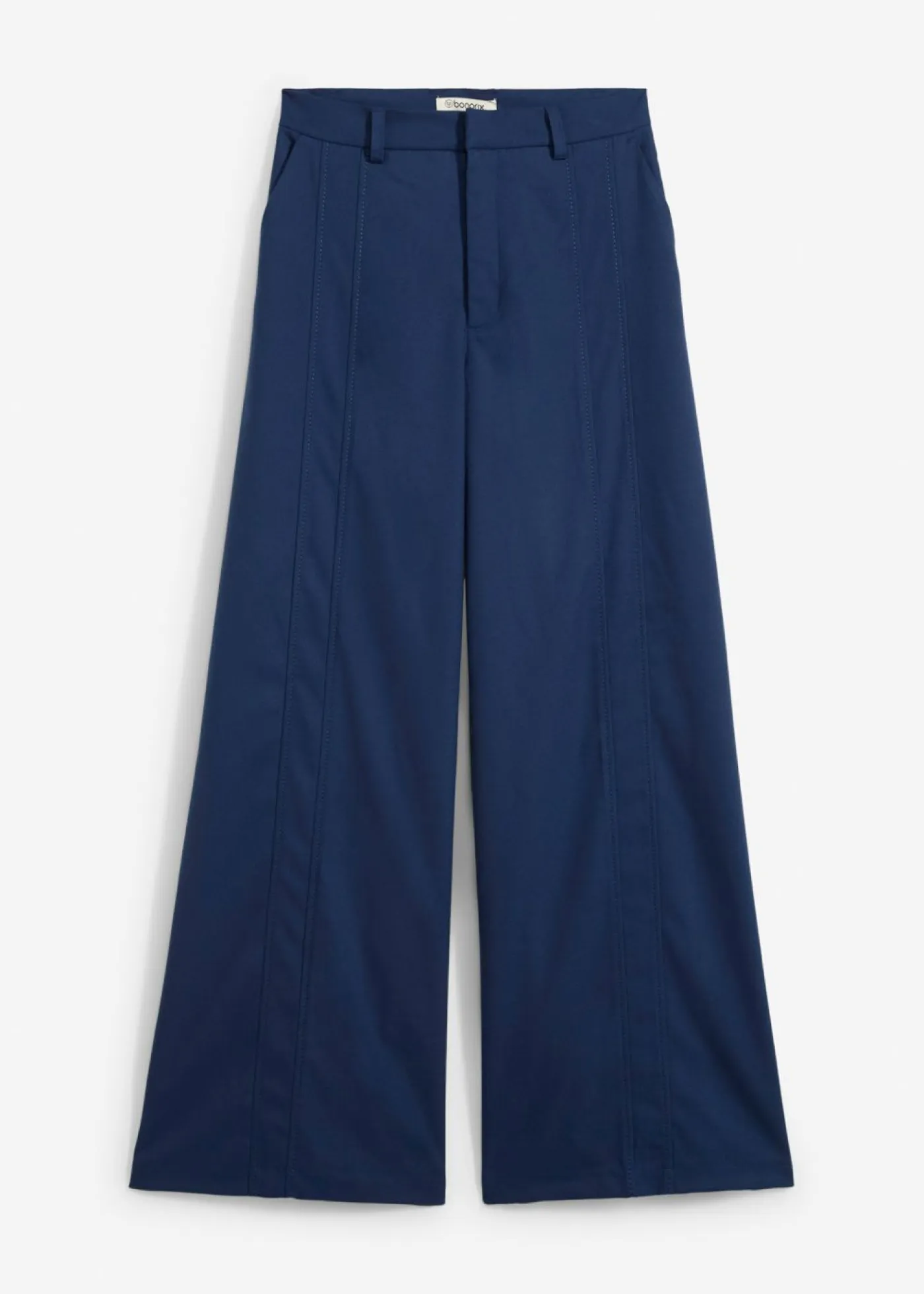 bonprix bonprix Esenciales|Pantalones>Pantalón tipo Marlene de mezcla de viscosa con cintura alta Azul almirante