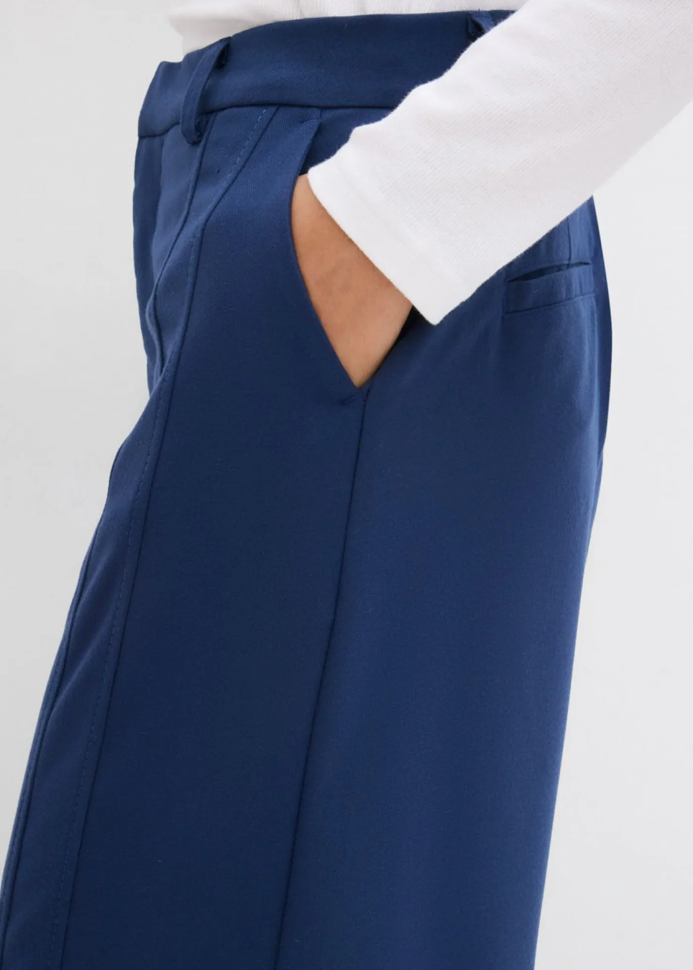 bonprix bonprix Esenciales|Pantalones>Pantalón tipo Marlene de mezcla de viscosa con cintura alta Azul almirante