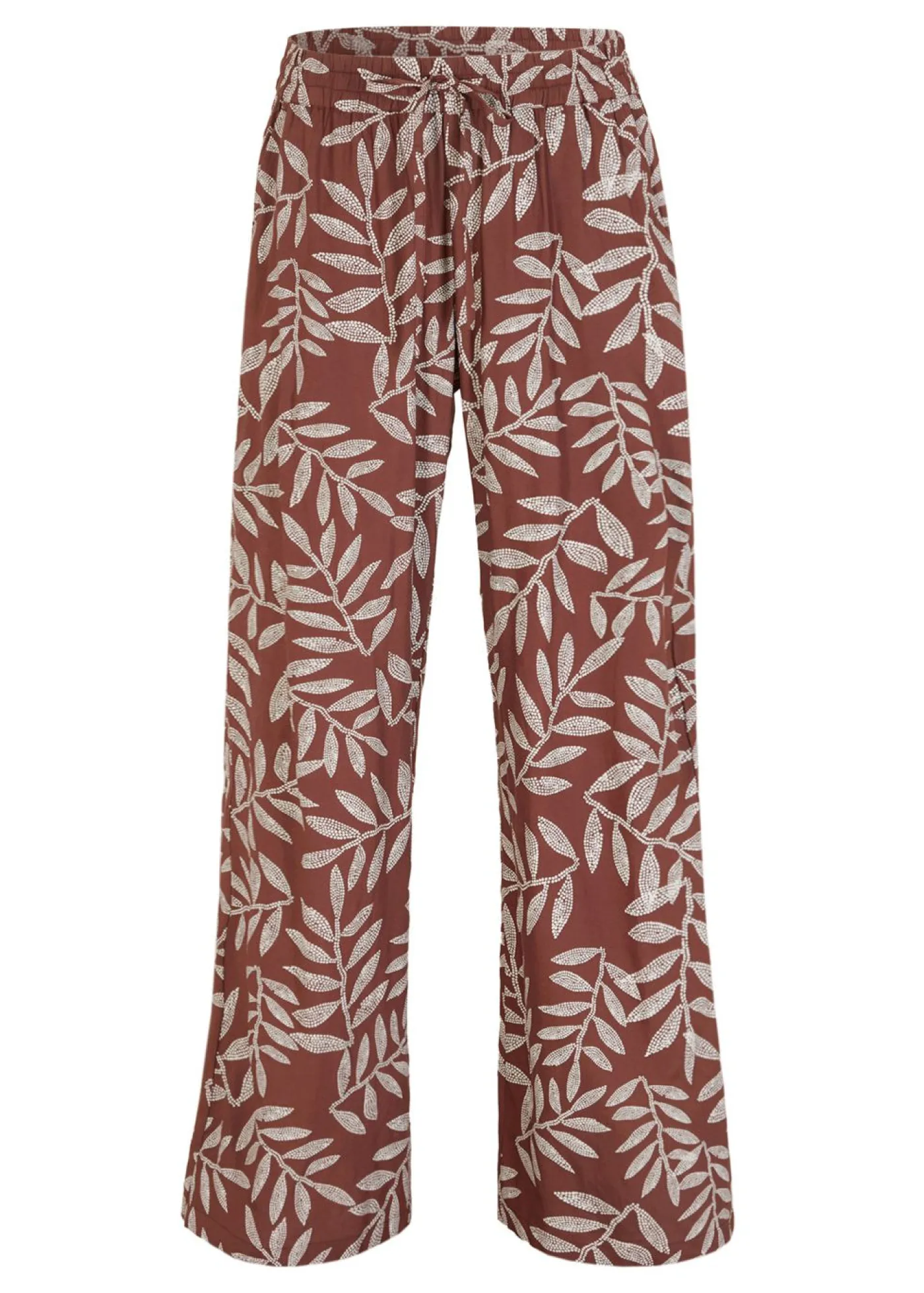 bonprix bonprix Pantalones>Pantalón tipo palazzo de viscosa sostenible con estampado Marrón tierra-blanco estampado