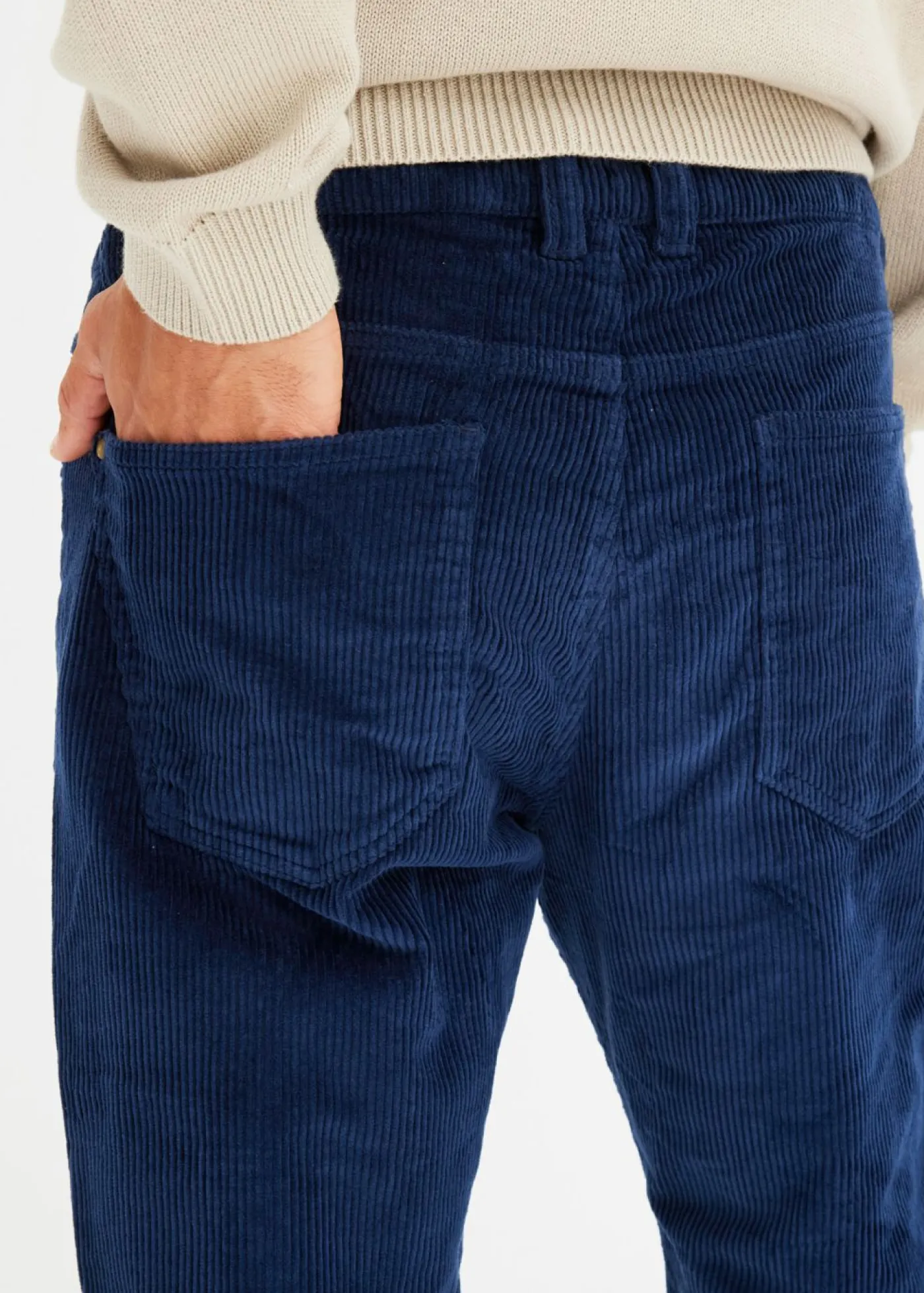 bonprix bonprix Ropa Térmica|Outdoor>Pantalón térmico de pana con corte informal, forro de franela y diseño recto Azul almirante