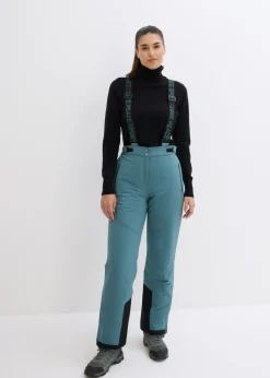 Mujer bonprix bonprix Pantalón térmico funcional de esquí con tirantes desmontables, material impermeable y corte recto
