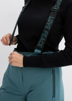 Mujer bonprix bonprix Pantalón térmico funcional de esquí con tirantes desmontables, material impermeable y corte recto