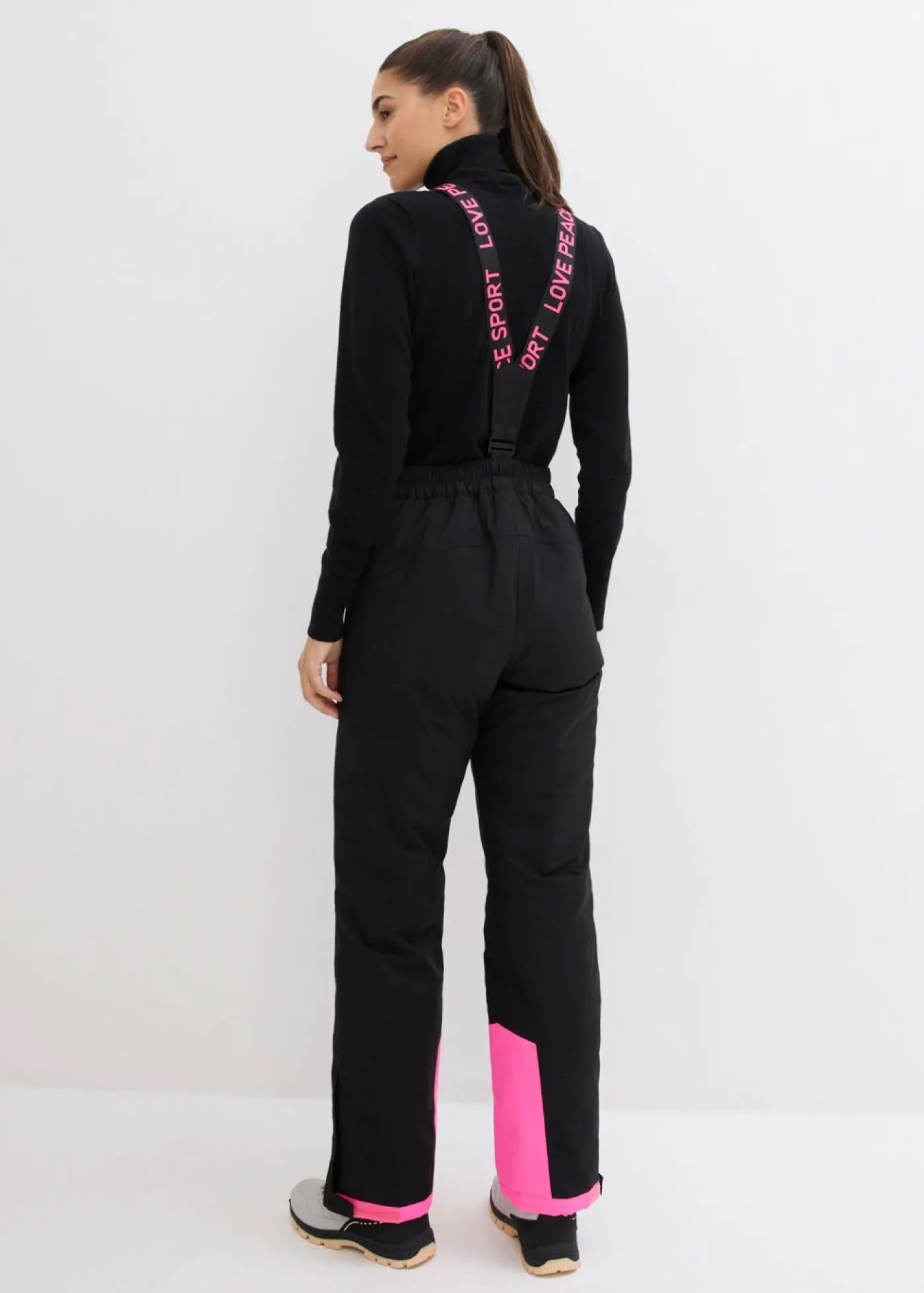 bonprix bonprix Ropa Térmica|Ropa Para El Aire Libre>Pantalón térmico funcional de esquí con tirantes desmontables, material impermeable y corte recto Negro