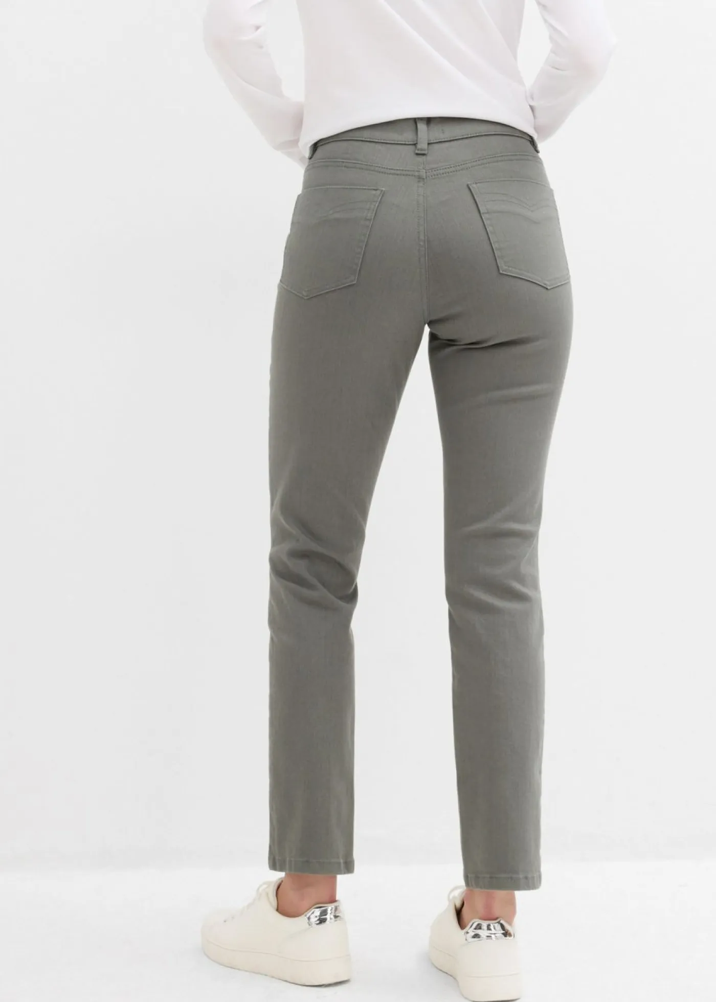 bonprix bonprix Pantalones>Pantalones acortados de sarga Verde eucalipto