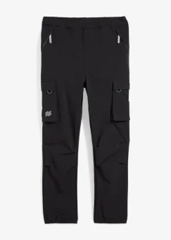 bonprix bonprix Ropa 9 A 16 Años·Pantalones|Ropa 9 A 16 Años·Chaquetas Y Ropa Outdoor>Pantalones cargo elásticos de softshell con ajuste de ancho, repelentes al agua negro-verde eucalipto