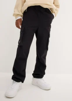 bonprix bonprix Ropa 9 A 16 Años·Pantalones|Ropa 9 A 16 Años·Chaquetas Y Ropa Outdoor>Pantalones cargo elásticos de softshell con ajuste de ancho, repelentes al agua negro-verde eucalipto