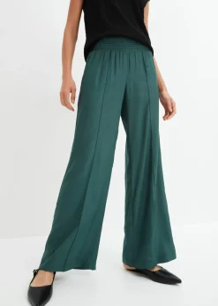 bonprix bonprix Pantalones>Pantalones slip-on de crepé de viscosa fluido verde mate