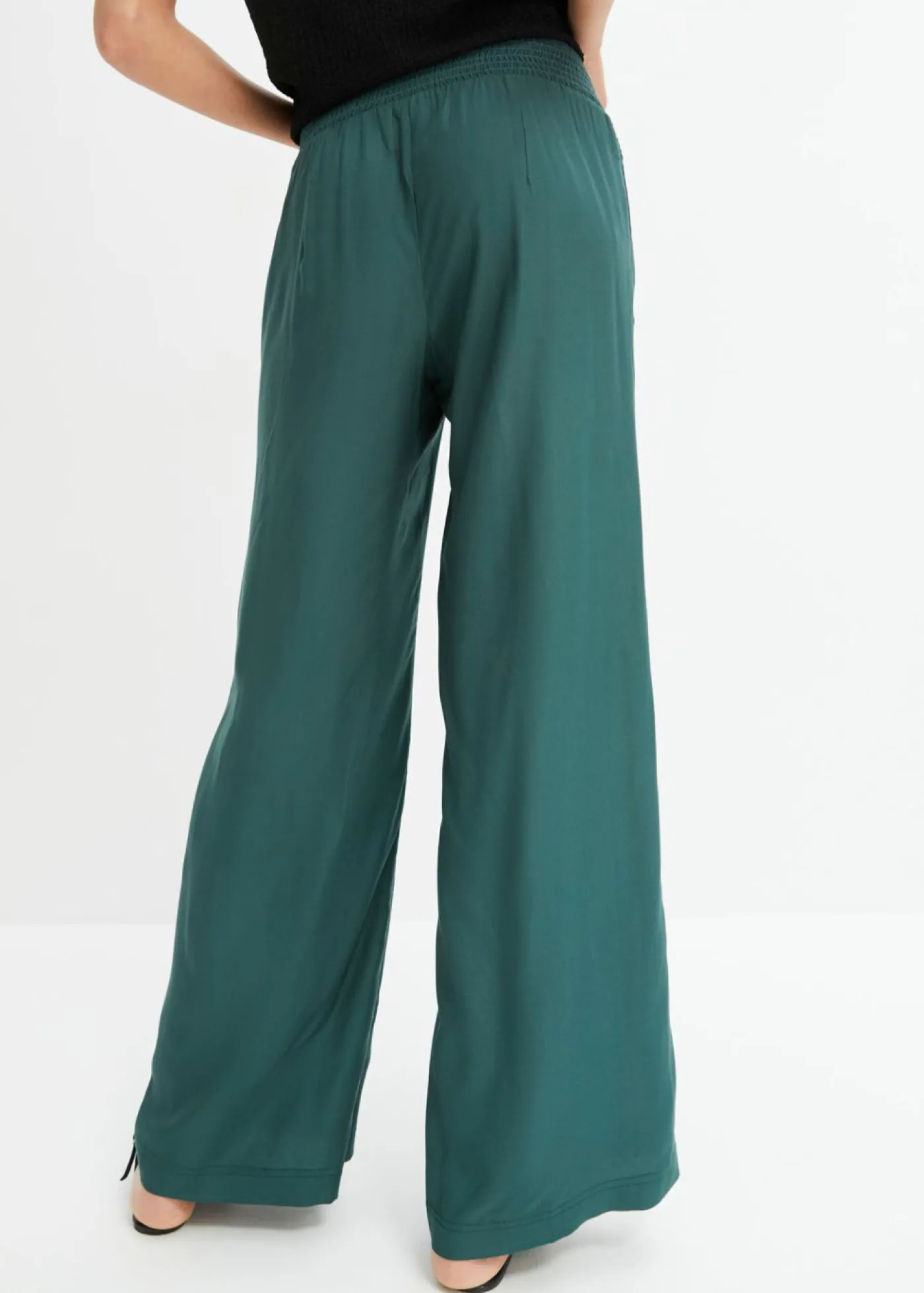 bonprix bonprix Pantalones>Pantalones slip-on de crepé de viscosa fluido verde mate