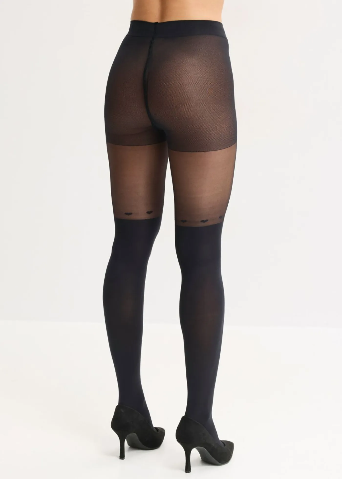 bonprix bonprix Medias, Panties Y Calcetines>Pantis de 70 den con corazones y diseño por encima de la rodilla Negro