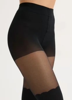 Mujer bonprix bonprix Pantis de 70 den con diseño por encima de la rodilla