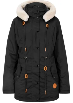 bonprix bonprix Chaquetas Y Abrigos>Parka acolchada con ribete de pelo sintético Negro