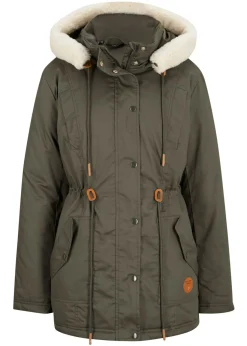 bonprix bonprix Chaquetas Y Abrigos>Parka acolchada con ribete de pelo sintético Verde oliva oscuro