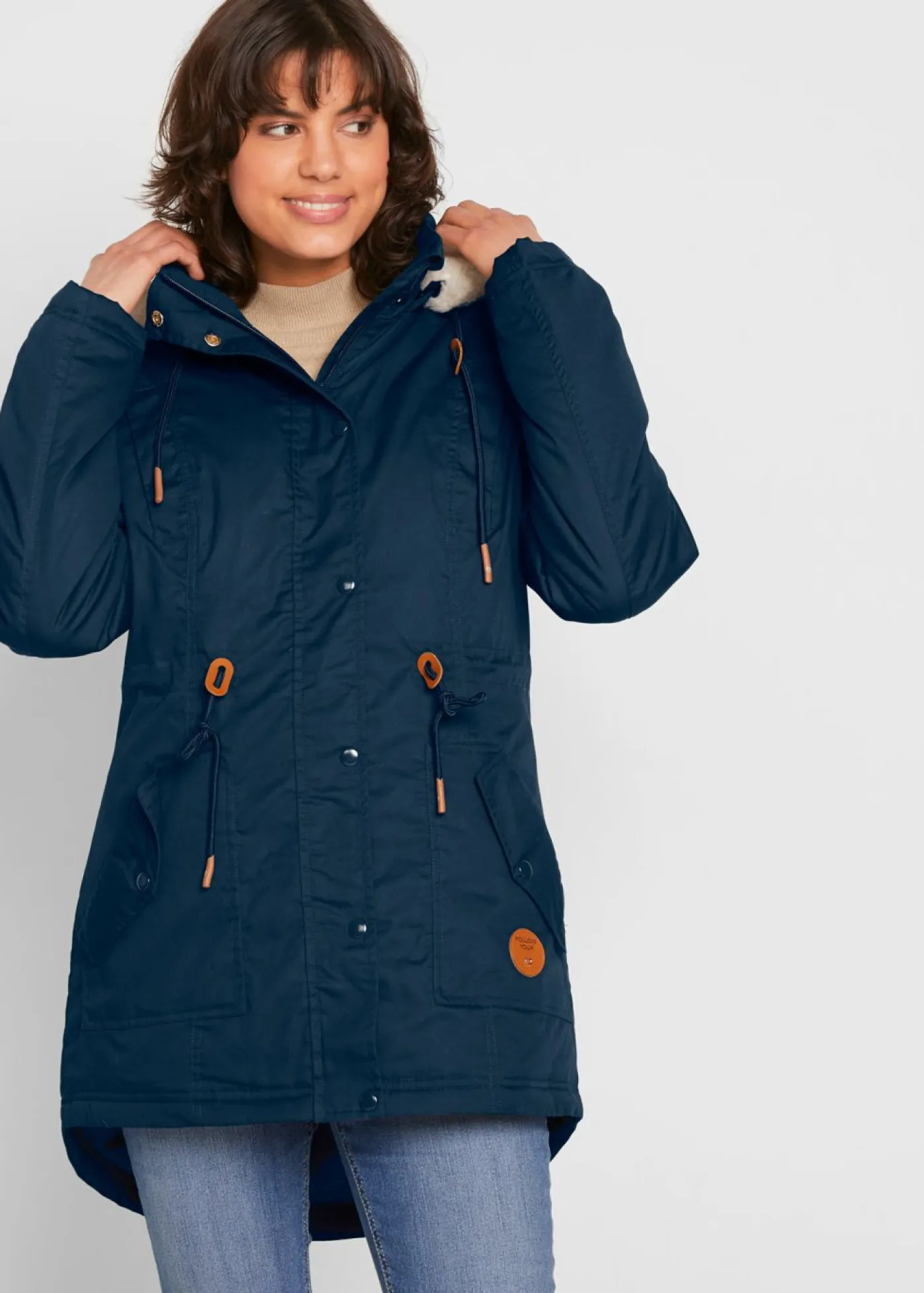 Mujer bonprix bonprix Parka acolchada con ribete de pelo sintético