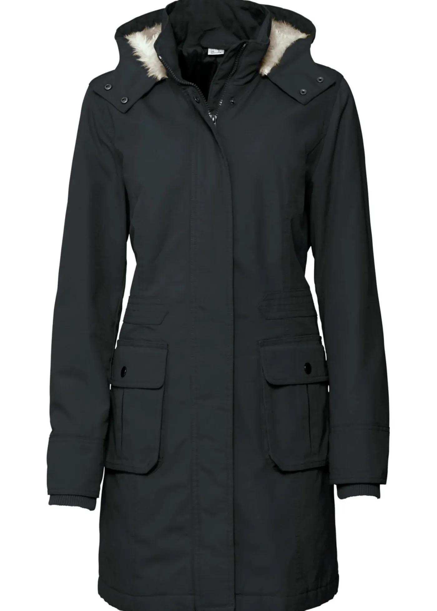 bonprix bonprix Chaquetas Y Abrigos>Parka con capucha forrada de tejido polar Negro