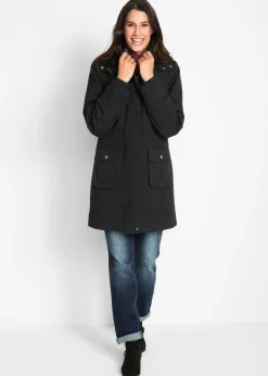 bonprix bonprix Chaquetas Y Abrigos>Parka con capucha forrada de tejido polar Negro