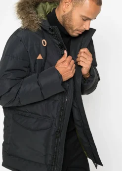 Hombre bonprix bonprix Parka funcional de invierno con capucha de pelo y detalles de piel sintética
