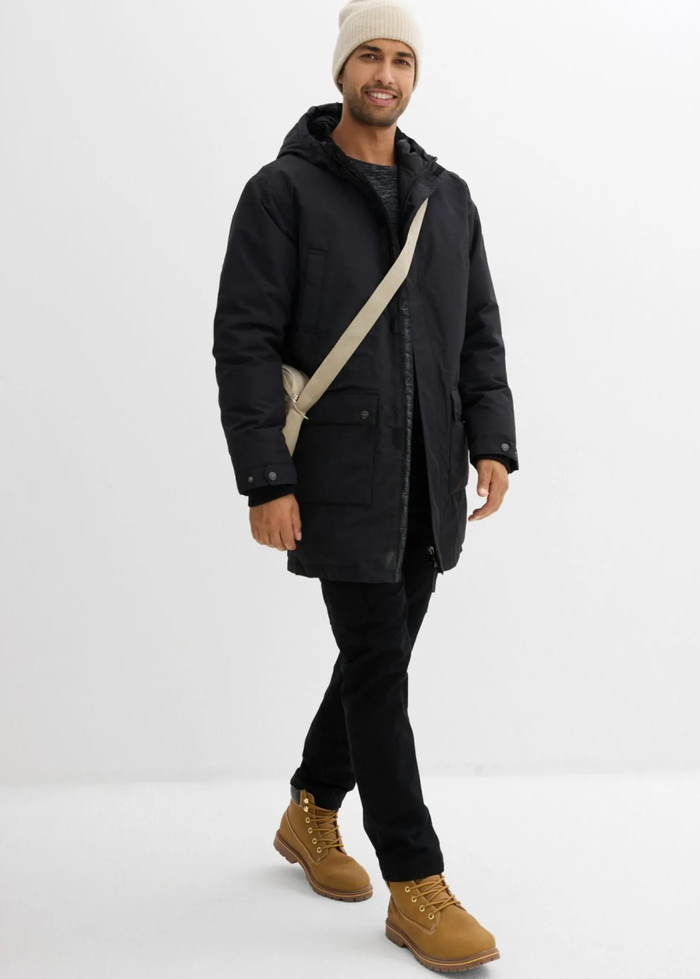 bonprix bonprix Chaquetas Y Abrigos·Chaquetas Impermeables|Chaquetas Y Abrigos·Chaquetas>Parka funcional impermeable con plumón auténtico para invierno Negro