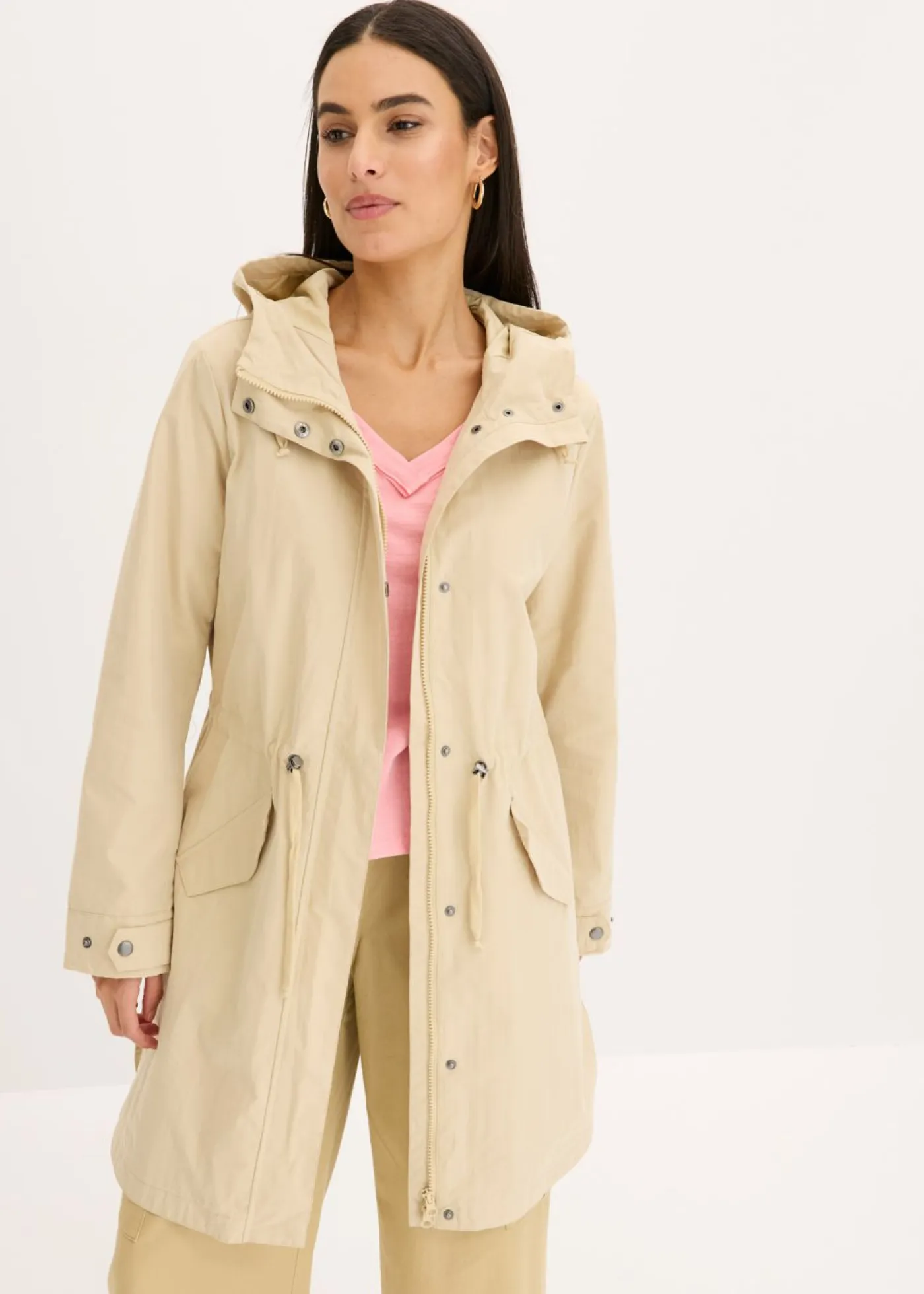 bonprix bonprix Chaquetas Y Abrigos>Parka larga con capucha Beige