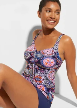 bonprix bonprix Conjuntos De Traje De Baño|Tankinis>Parte superior de tankini púrpura/rosa caliente