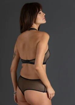 Mujer bonprix bonprix Picardías anudado al cuello + tanga de talle alto (2 piezas)