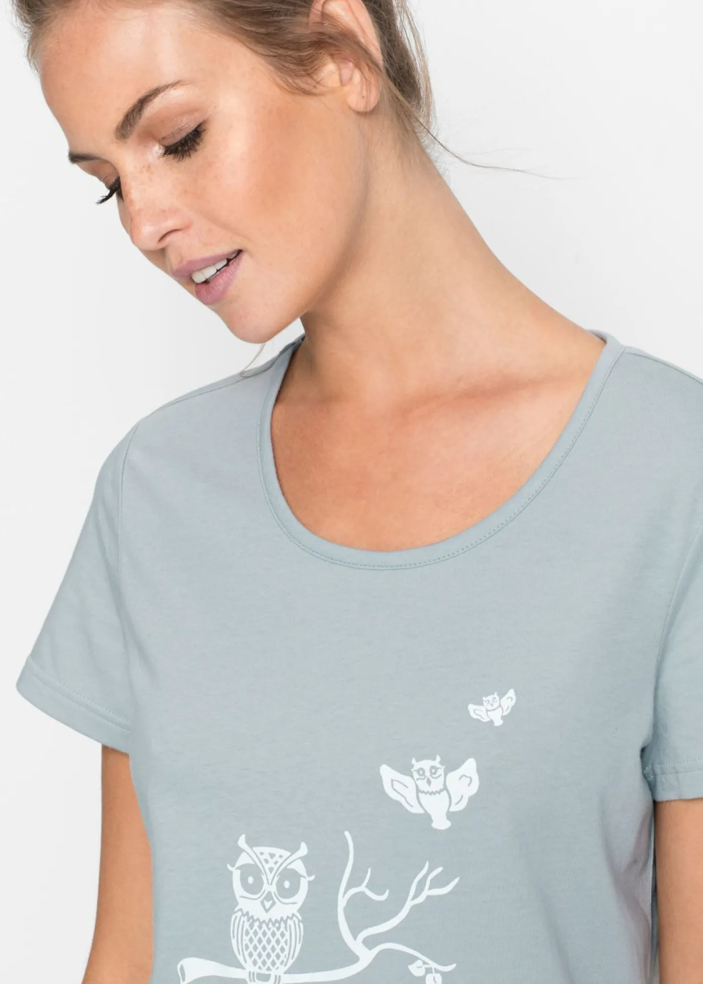 bonprix bonprix Ropa Para Dormir>Pijama capri con mangas cortas Gris plateado-blanco