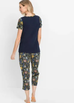 Mujer bonprix bonprix Pijama capri con mangas cortas, de algodón puro