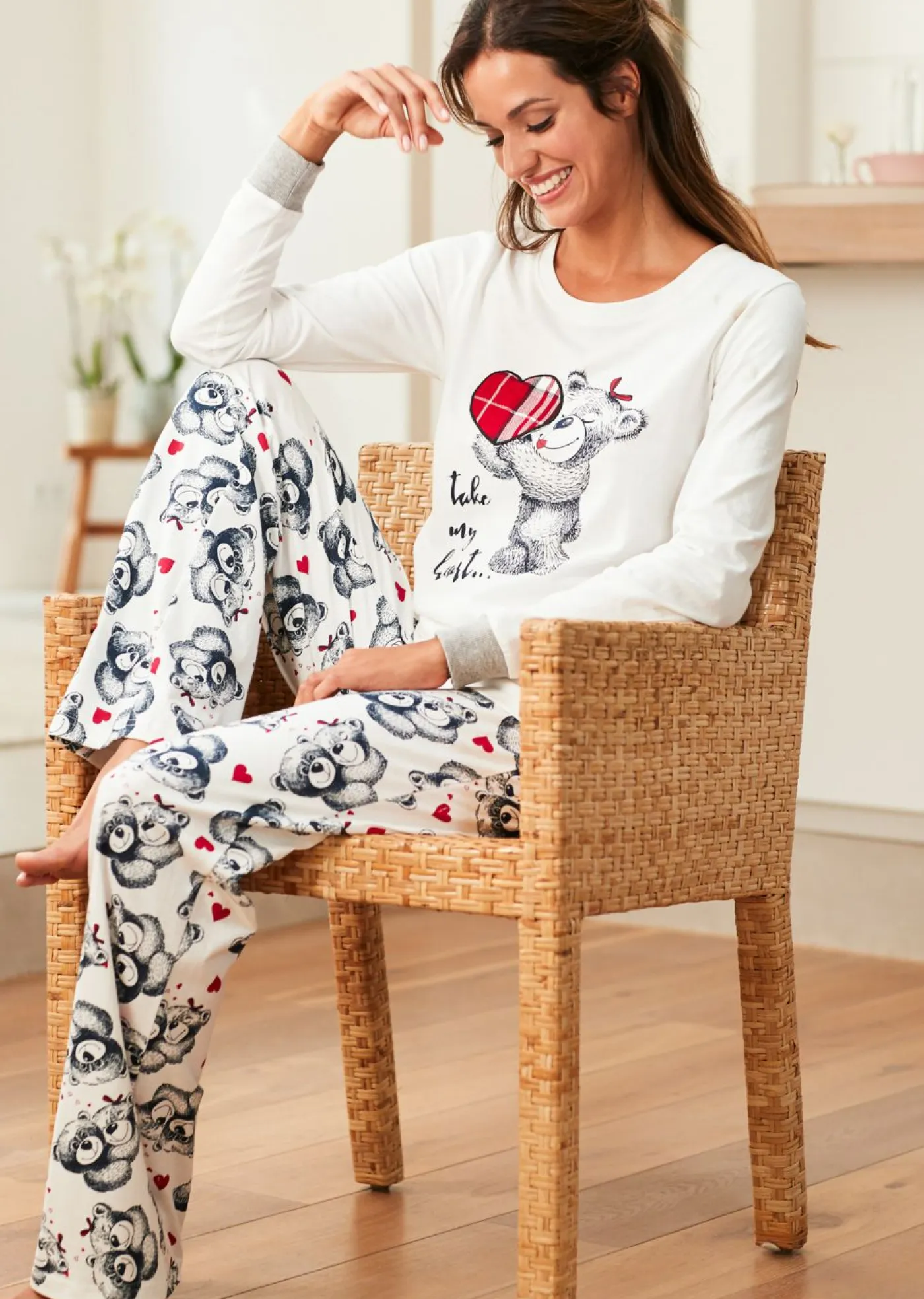 Mujer bonprix bonprix Pijama con aplicación de franela