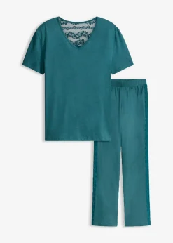 bonprix bonprix Temática·Lencería De Primavera|Ropa Para Dormir>Pijama con viscosa y encaje verde pimiento