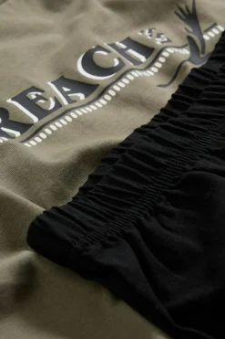 bonprix bonprix Pijamas|Ropa Interior·Pijamas>Pijama corto con algodón suave Verde grisáceo + negro