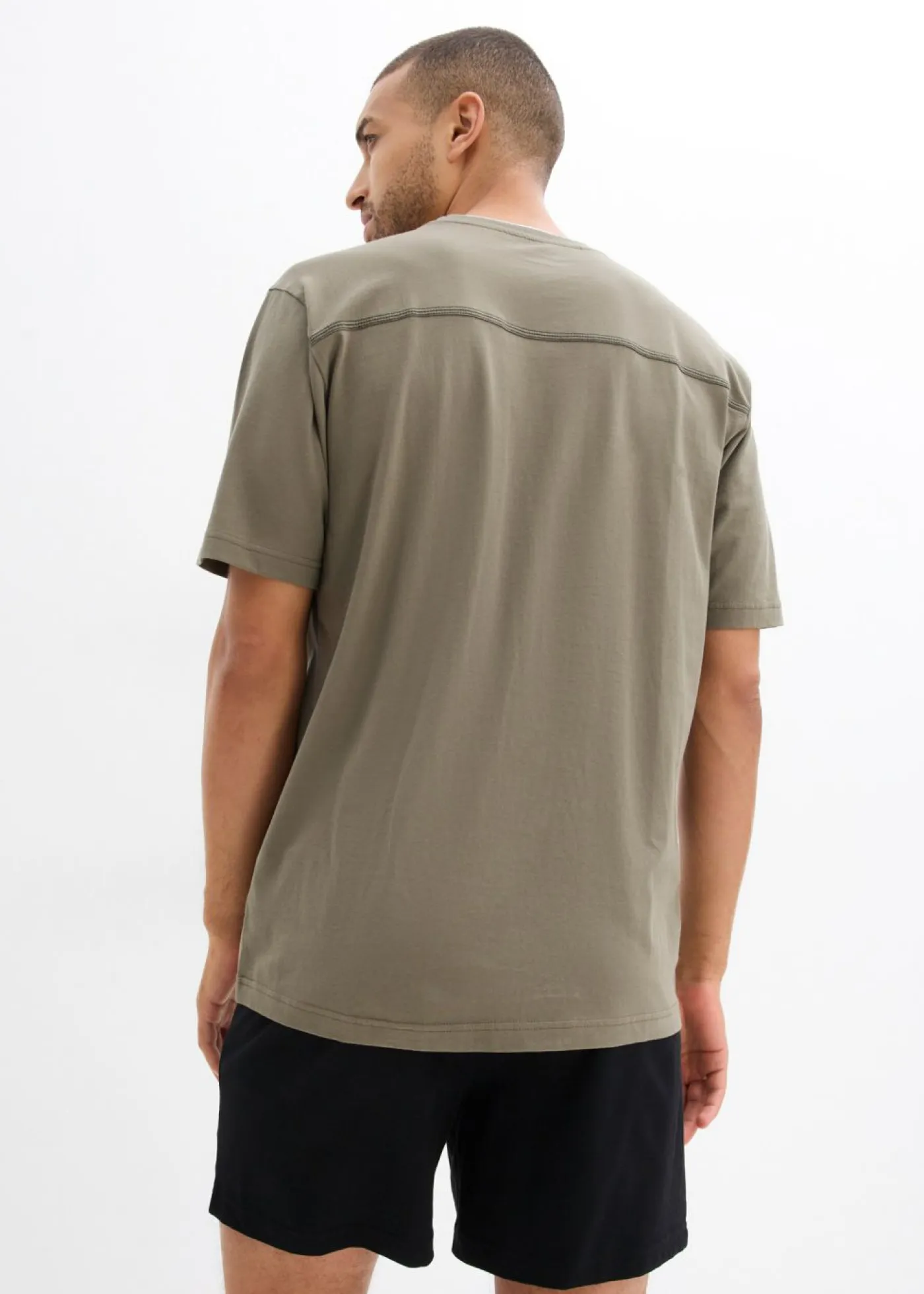 bonprix bonprix Pijamas|Ropa Interior·Pijamas>Pijama corto con algodón suave Verde grisáceo + negro