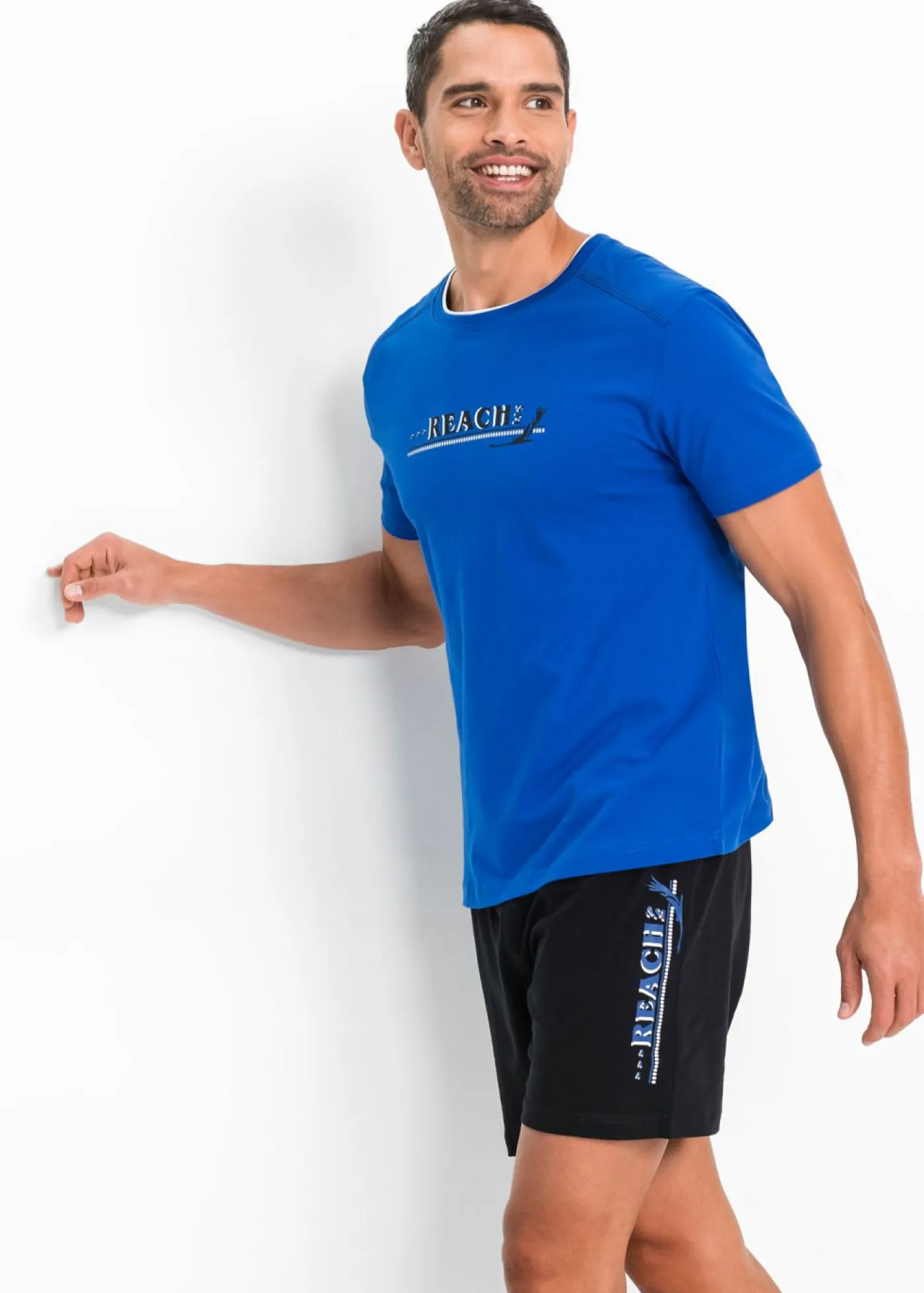 bonprix bonprix Pijamas|Ropa Interior·Pijamas>Pijama corto con algodón suave azur-negro