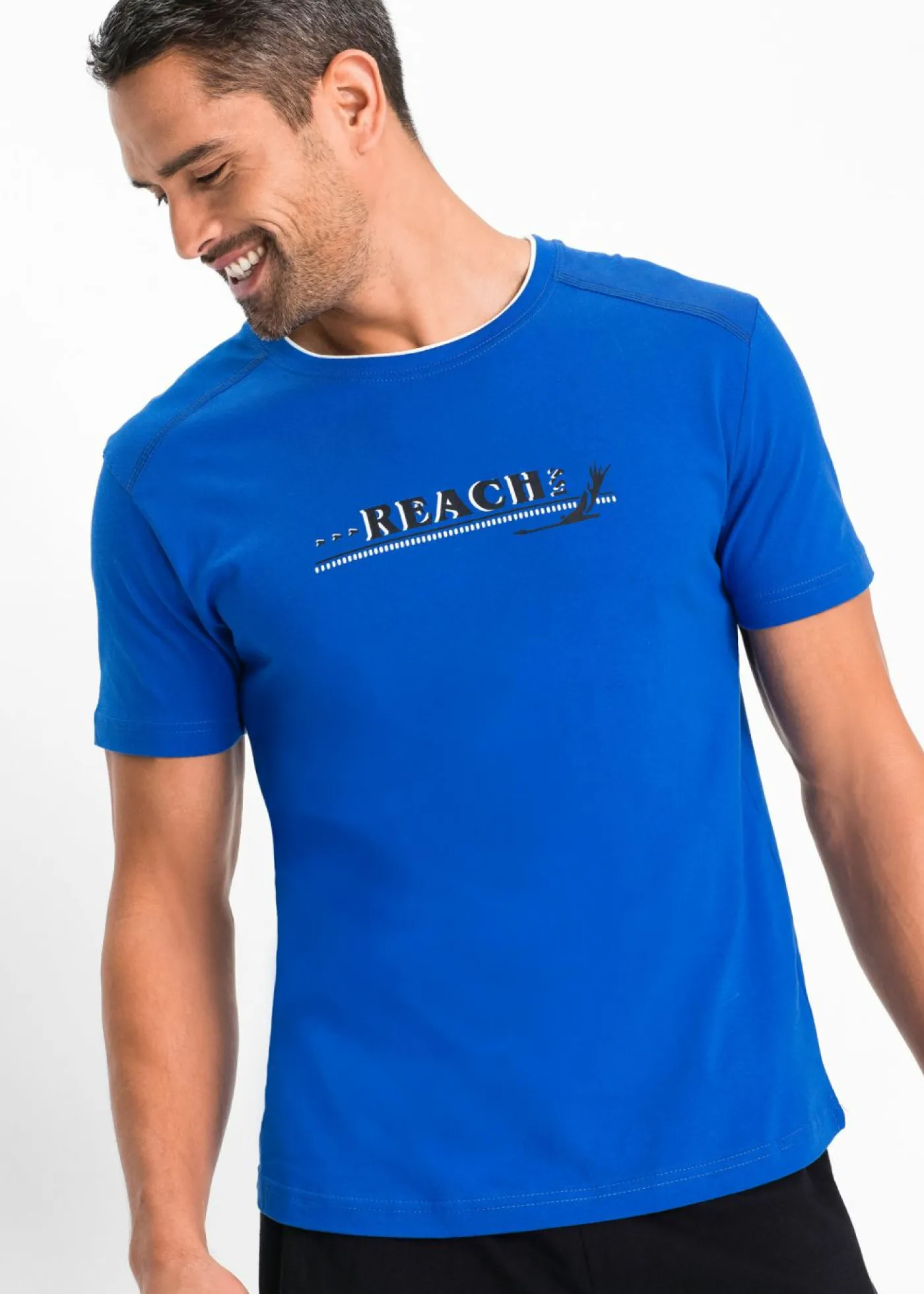 bonprix bonprix Pijamas|Ropa Interior·Pijamas>Pijama corto con algodón suave azur-negro